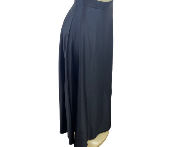 Womens Black Satin Maxi Skirt With Back Zipper & Hook Closure Sz 9-10