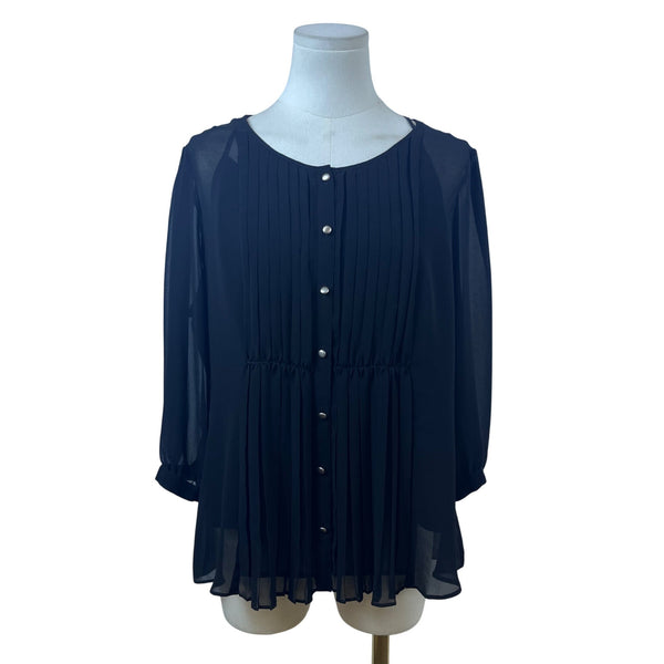 Talbots Women Black Polyester Camisole & Sheer Button-Up Blouse Set Size 14P