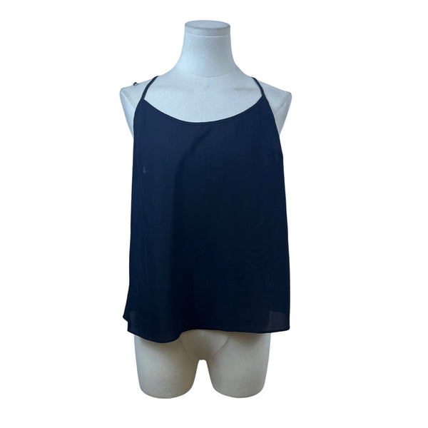 Talbots Women Black Polyester Camisole & Sheer Button-Up Blouse Set Size 14P