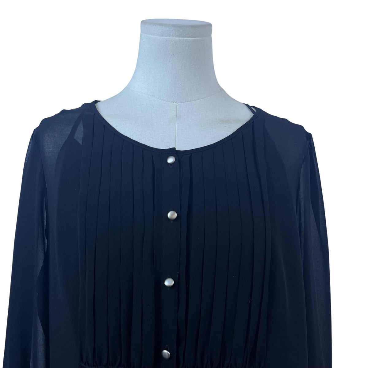 Talbots Women Black Polyester Camisole & Sheer Button-Up Blouse Set Size 14P