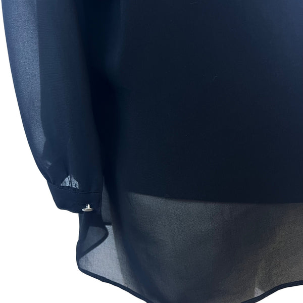 Talbots Women Black Polyester Camisole & Sheer Button-Up Blouse Set Size 14P