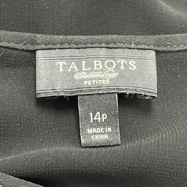 Talbots Women Black Polyester Camisole & Sheer Button-Up Blouse Set Size 14P