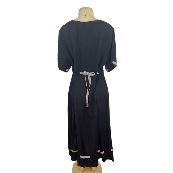 Reversal Black Dress With Abstract Art Print & Contrast Trim Size 1X - New