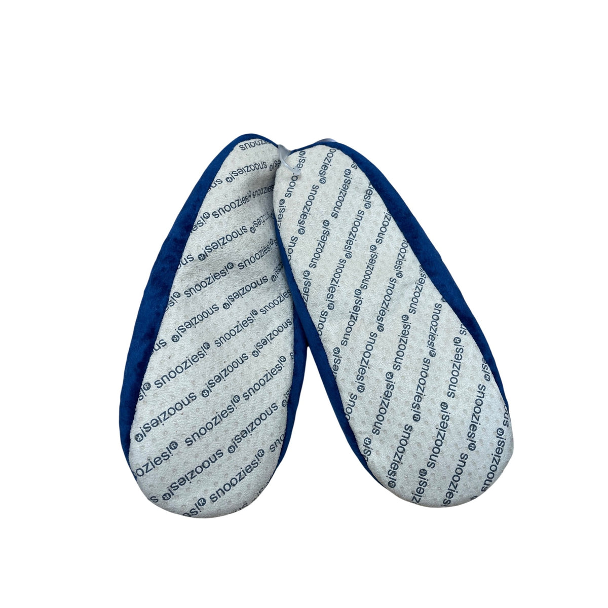 Snoozies Womens Blue Plush Slippers Embroidered Non-Skid Sole Cozy L 9/10