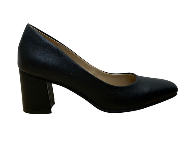 Naturalizer Women’s Black Smooth Faux Leather Warner Block Heel Pumps Size 6M