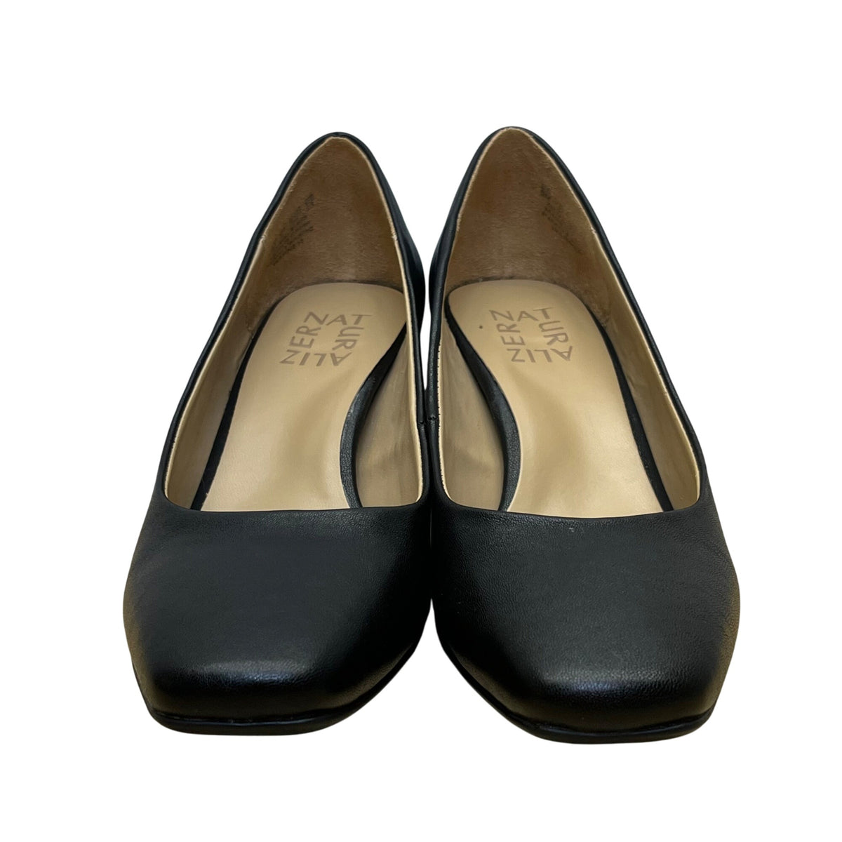 Naturalizer Women’s Black Smooth Faux Leather Warner Block Heel Pumps Size 6M