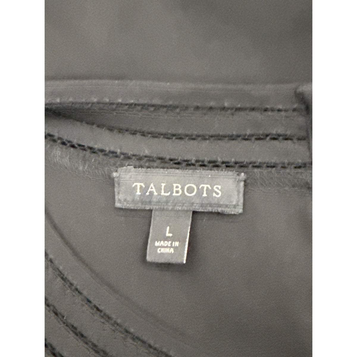 Talbots Womens Black Sleeveless Blouse With Embroidered Neckline Sz L