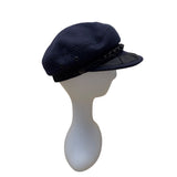 Vintage Greek Fisherman Cap Navy Wool & Cotton Braided Trim One Size