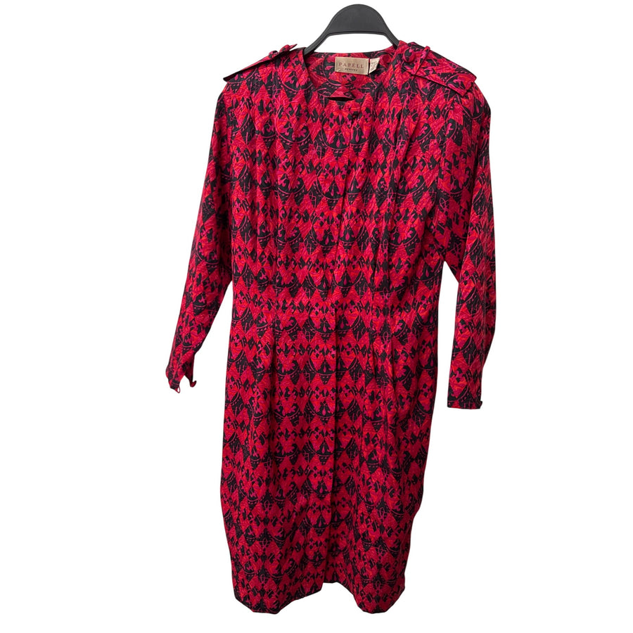Papell Petites Womens Red & Black Long Sleeve Polyester Dress Size 10 Abstract Print