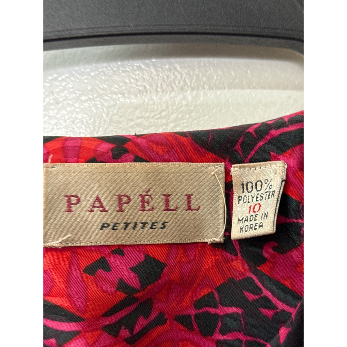 Papell Petites Womens Red & Black Long Sleeve Polyester Dress Size 10 Abstract Print