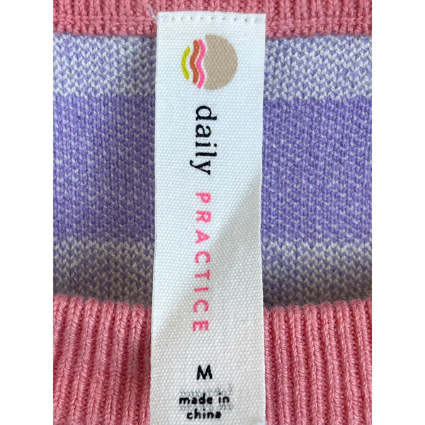 Daily Practice Womens Pink & Purple Knit Checkered Sweater Long-Sleeve Casual Size M