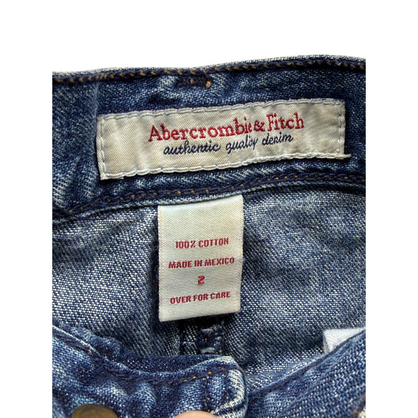 Abercrombie & Fitch Womens Blue Denim Distressed Mini Skirt 100% Cotton Size 2