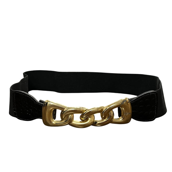 Black Gold Tone Elastic Chain Link Belt Women’s Fashion