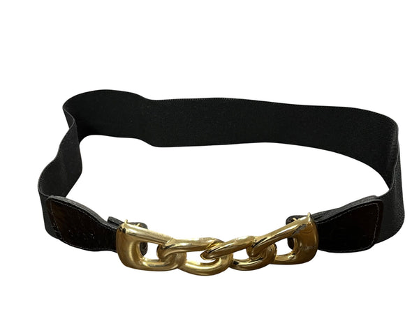 Black Gold Tone Elastic Chain Link Belt Women’s Fashion