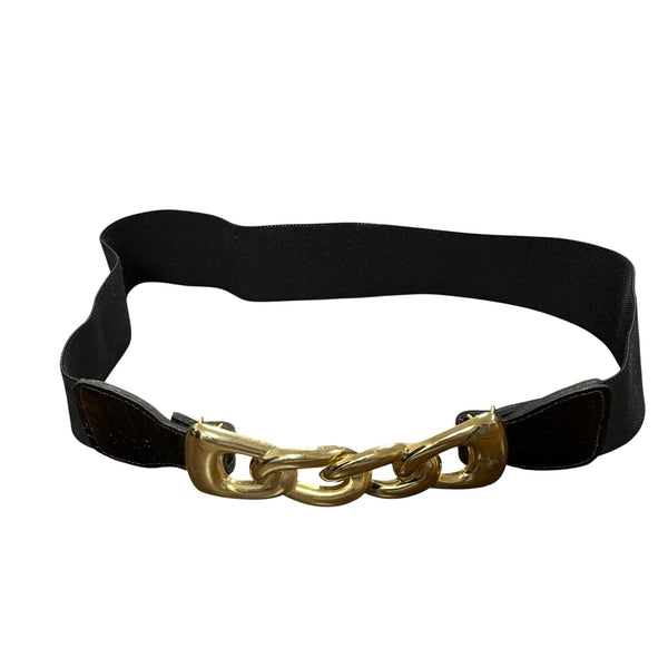 Black Gold Tone Elastic Chain Link Belt Women’s Fashion