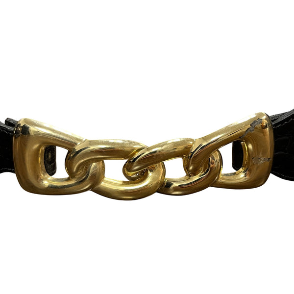 Black Gold Tone Elastic Chain Link Belt Women’s Fashion