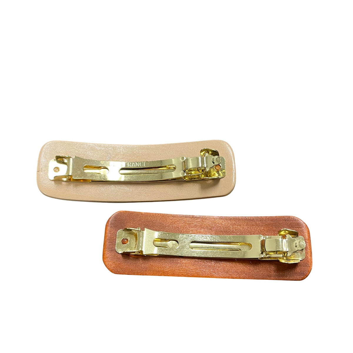 French-Made Womens Tan & Mahogany Decorative Hair Barrettes Plastic & Metal