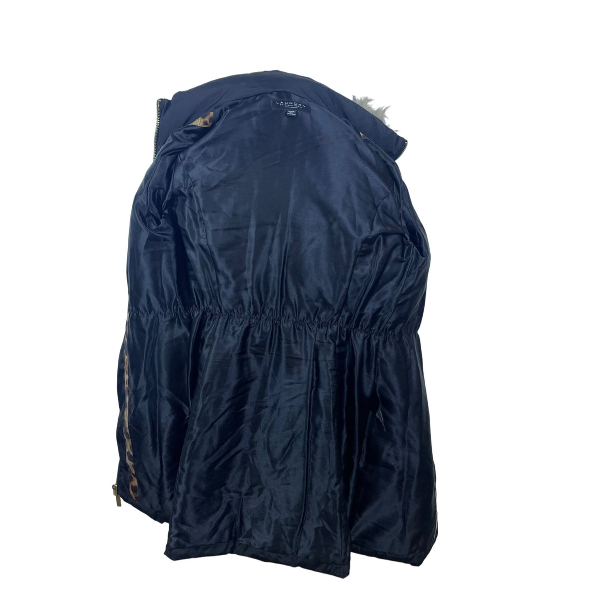 Laundry Women's Black Faux Fur Hooded Quilted Puffer Coat Size Small Winter