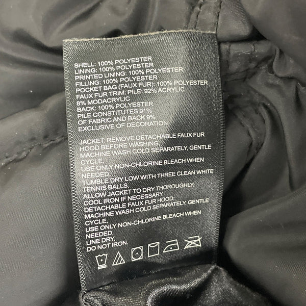 Laundry Women's Black Faux Fur Hooded Quilted Puffer Coat Size Small Winter