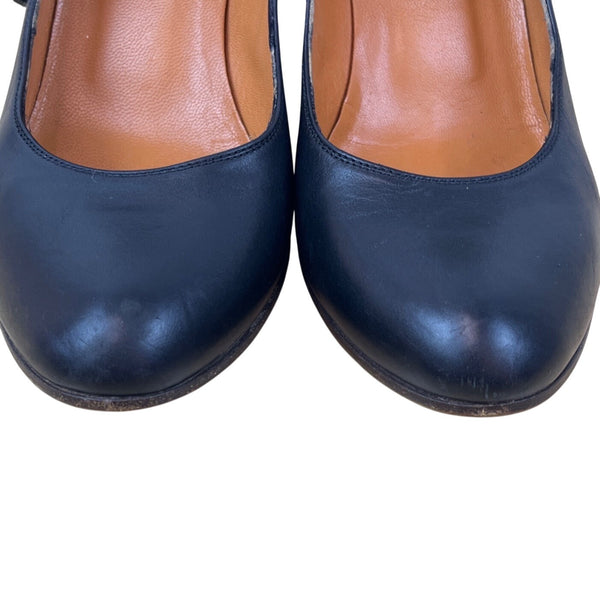 L’Autre Chose Black Leather Bow Detail High Heels Size 38 (US 7.5)