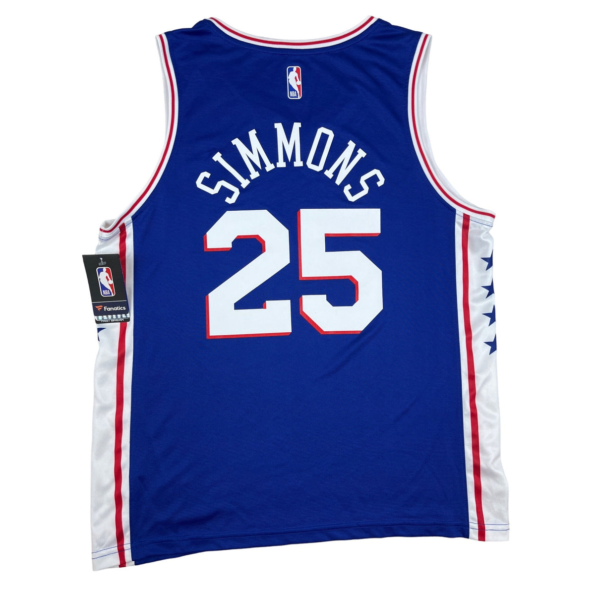 Ben Simmons #25 Philadelphia 76ers Blue Fanatics Jersey Sz L - NWT