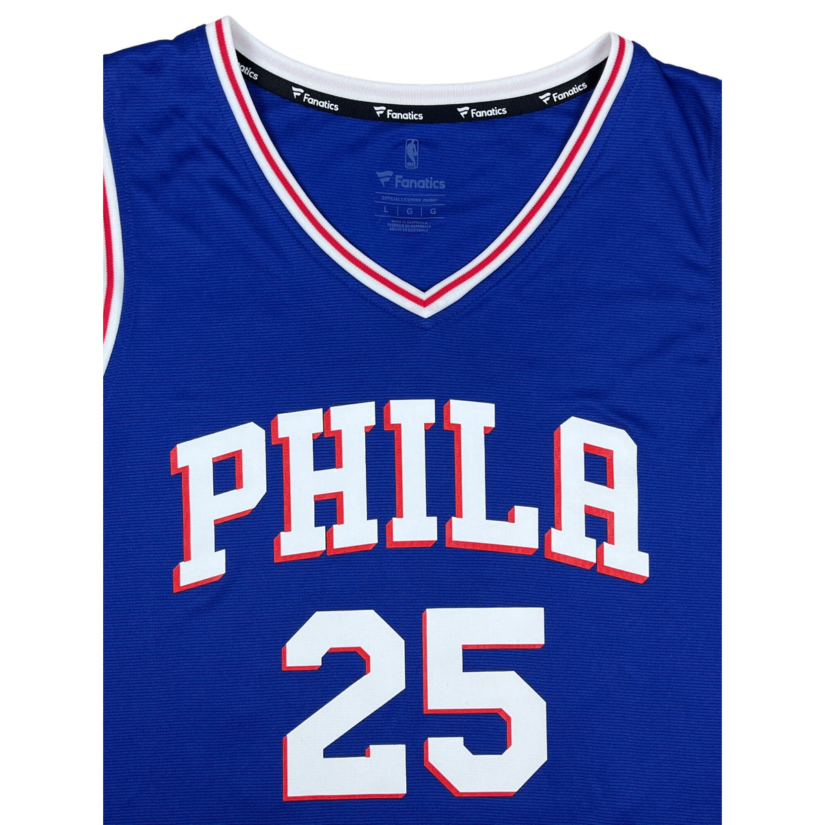 Ben Simmons #25 Philadelphia 76ers Blue Fanatics Jersey Sz L - NWT