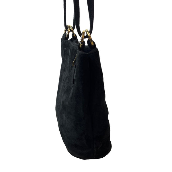 Vintage Carolyne Barton Women's Black Suede Goldtone Metal Shoulder Bag Sz S