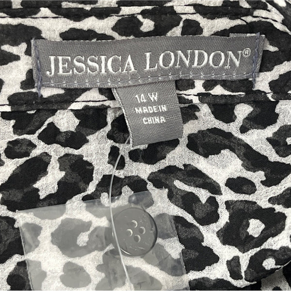 Jessica London Women's Black & White Button-Down Shirt Dress Sz 14W