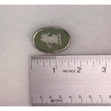 Wedgwood Made In England Green Jasperware Cameo Brooch Pin Silver Bezel Oval