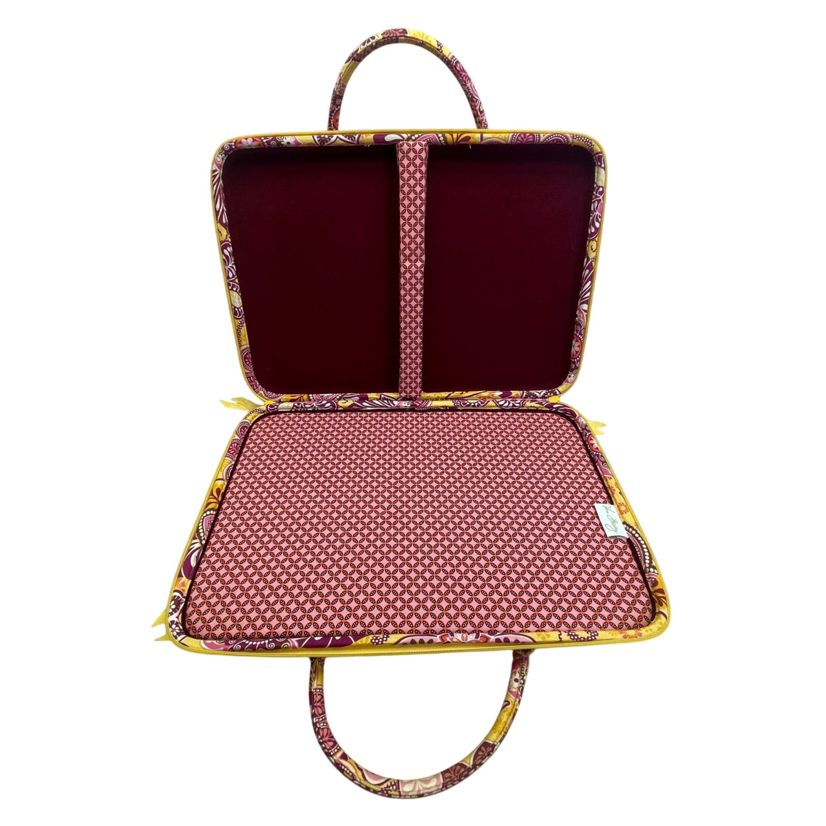 Vera Bradley Women’s Yellow & Pink Floral Quilted Laptop Bag With Shoulder Strap