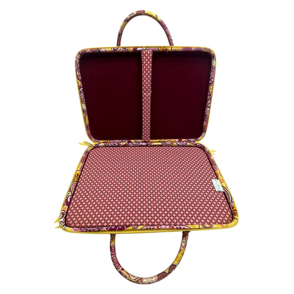 Vera Bradley Women’s Yellow & Pink Floral Quilted Laptop Bag With Shoulder Strap