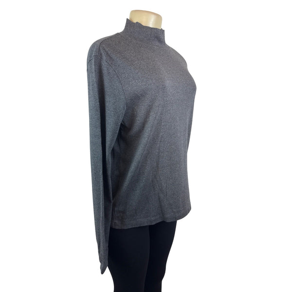 Lord & Taylor Womens Gray Mock Neck Long Sleeve Pima Cotton Top Size L - New