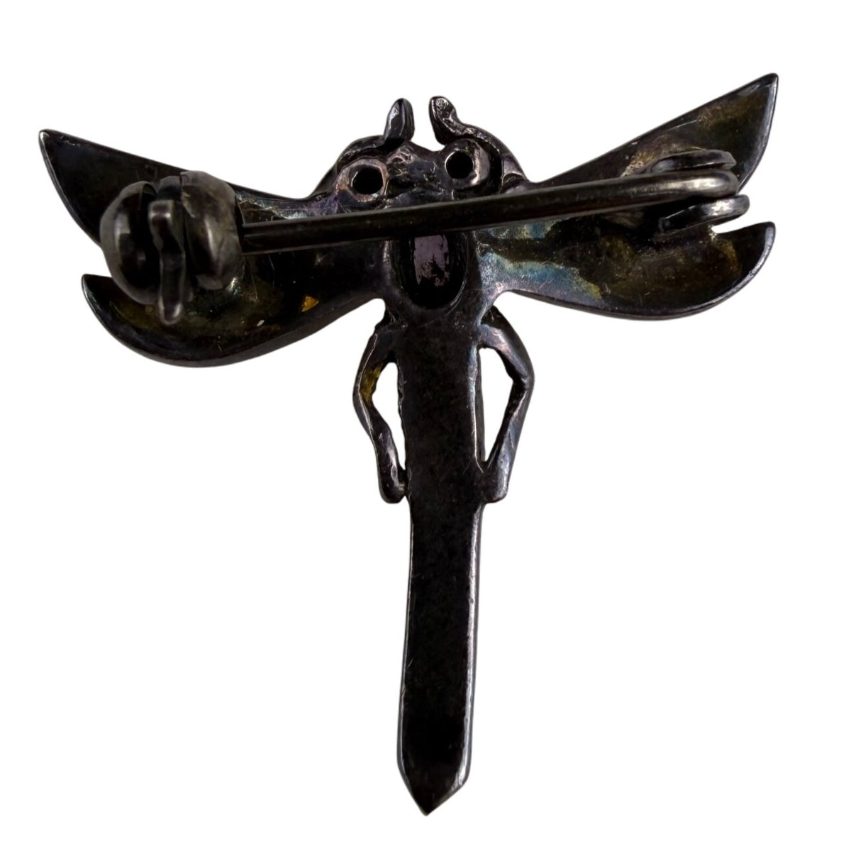 Vintage Unknown Womens Silver Tone Insect Dragonfly Brooch With Purple Stone