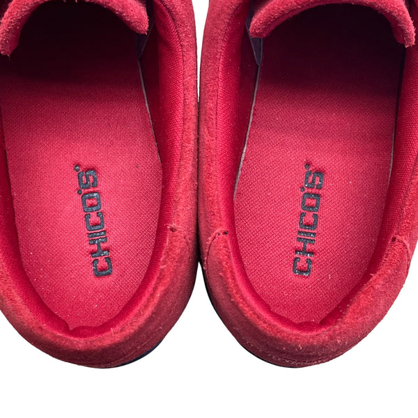 Chicos Women’s Red Suede Leather Slip In Shoes Size 9M