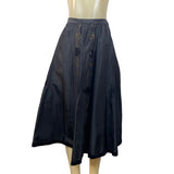 Vintage 80''s Miss Féraud Women's Black With Embroidered Floral Art Long Skirt Sz 6