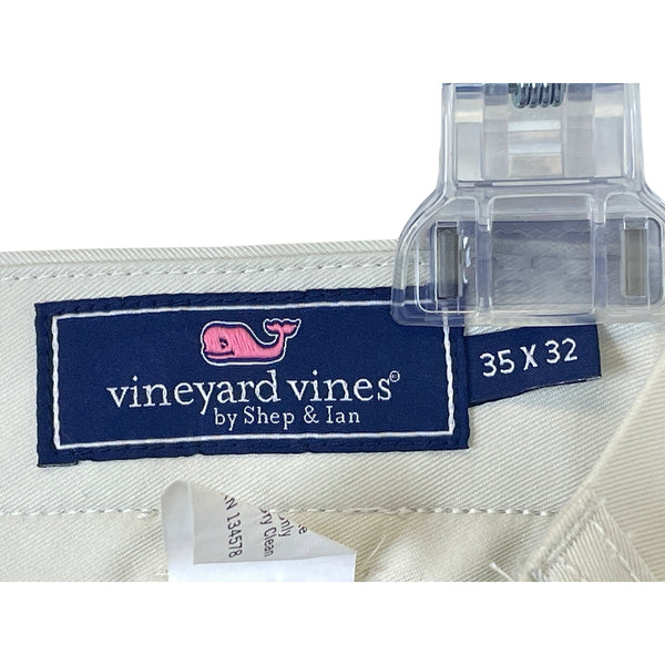 Vineyard Vines Mens Cream Cotton Dress Pants Flat Front 35x32 Classic Fit