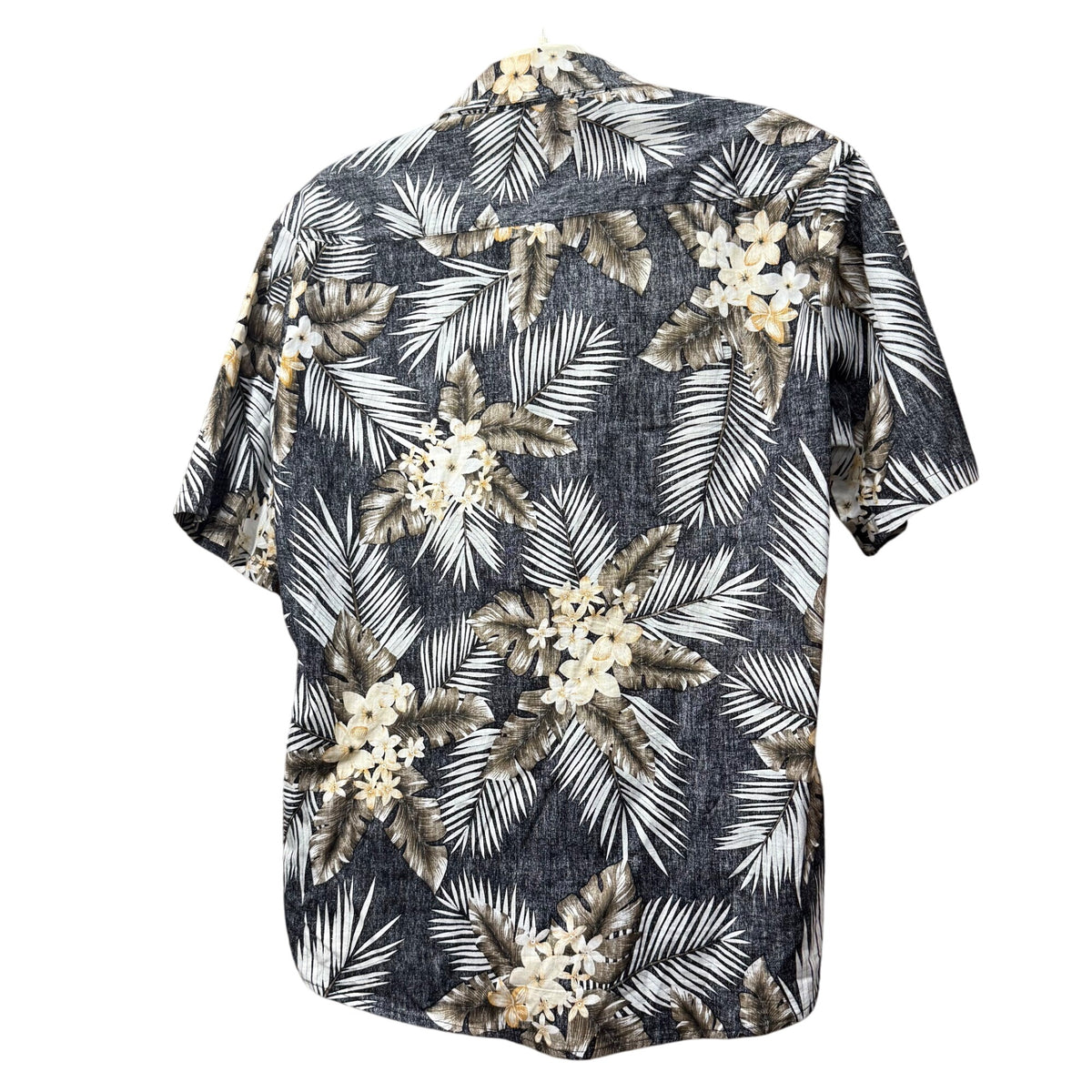 Jogal Mens Black Floral Button-Up Hawaiian Shirt Size M