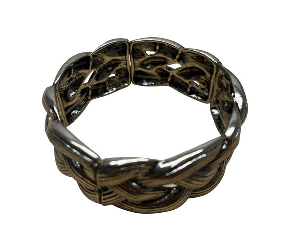 Gold-Plated Womens Woven Cable Design Stretch Bracelet