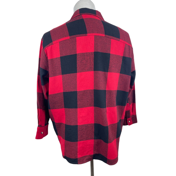 Old Navy Women's Black Red Flannel Plaid Long Sleeve Shirt Sz L Petite - NWT