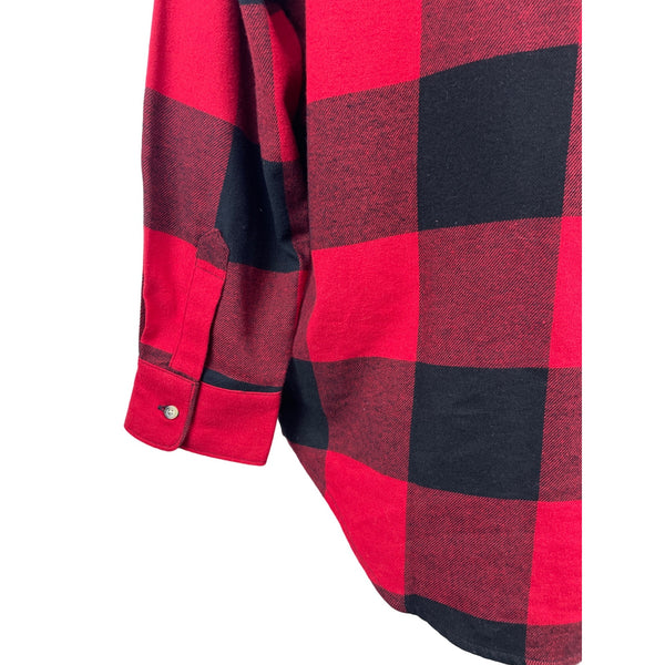 Old Navy Women's Black Red Flannel Plaid Long Sleeve Shirt Sz L Petite - NWT
