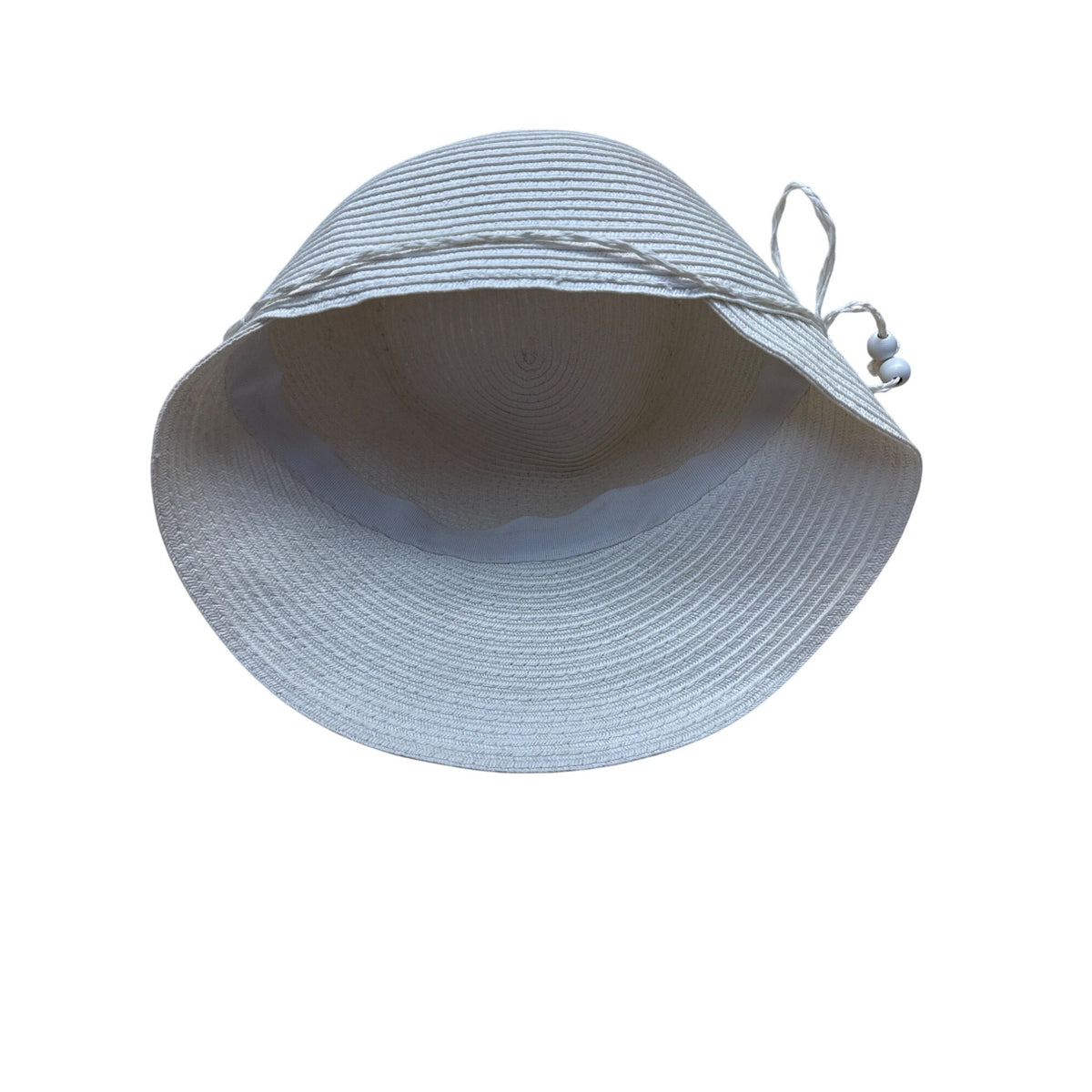 Preston & York Womens White Woven Cloche Hat With Decorative Bow Accent