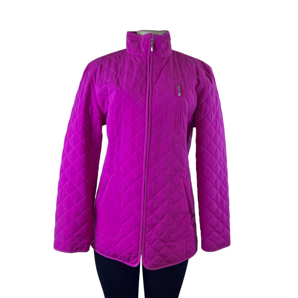 Liz Claiborne Womens Fuchsia Polyester Quilted Zip-Up Jacket Size M Lightweight