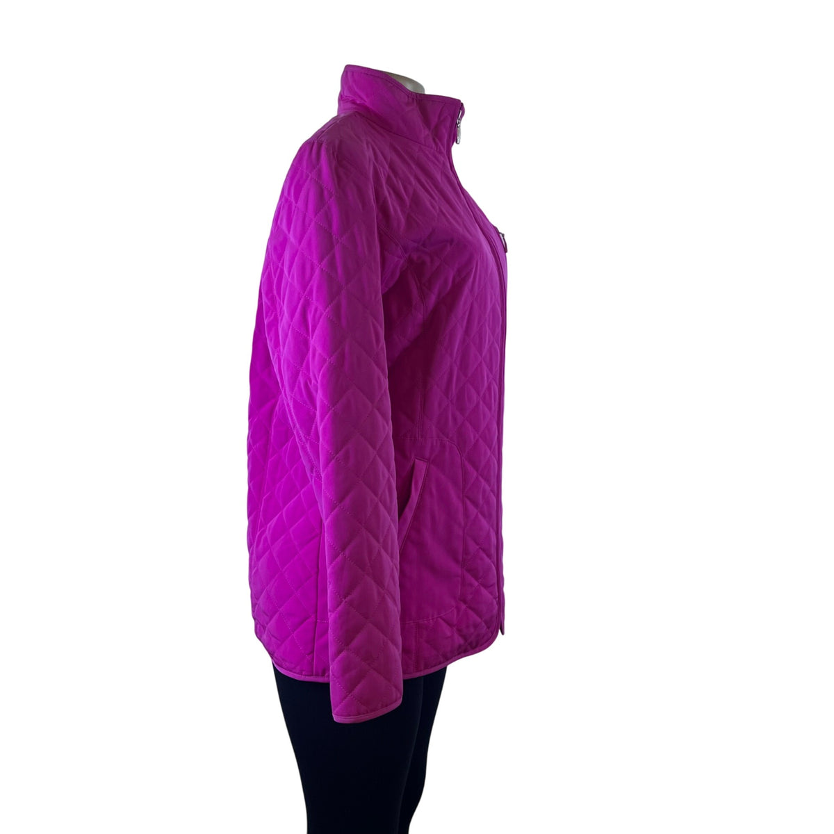 Liz Claiborne Womens Fuchsia Polyester Quilted Zip-Up Jacket Size M Lightweight