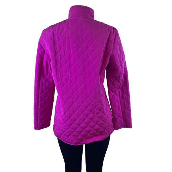 Liz Claiborne Womens Fuchsia Polyester Quilted Zip-Up Jacket Size M Lightweight