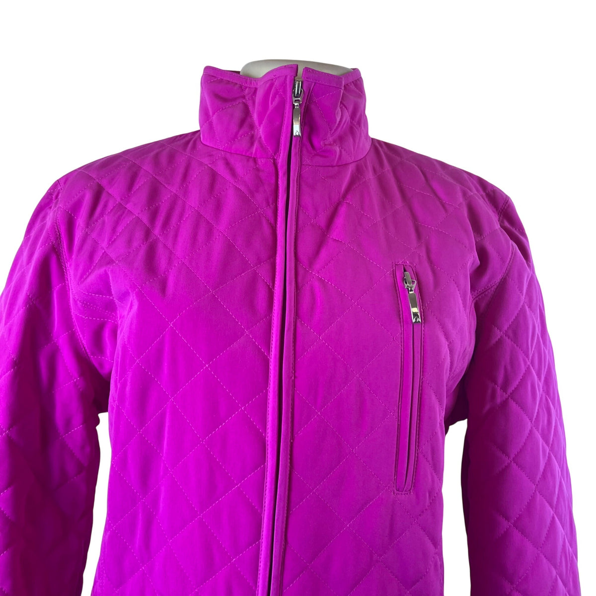 Liz Claiborne Womens Fuchsia Polyester Quilted Zip-Up Jacket Size M Lightweight
