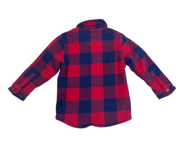 Tommy Hilfiger Kids Red & Navy Plaid Shirt Jacket With Snap Buttons Size 4