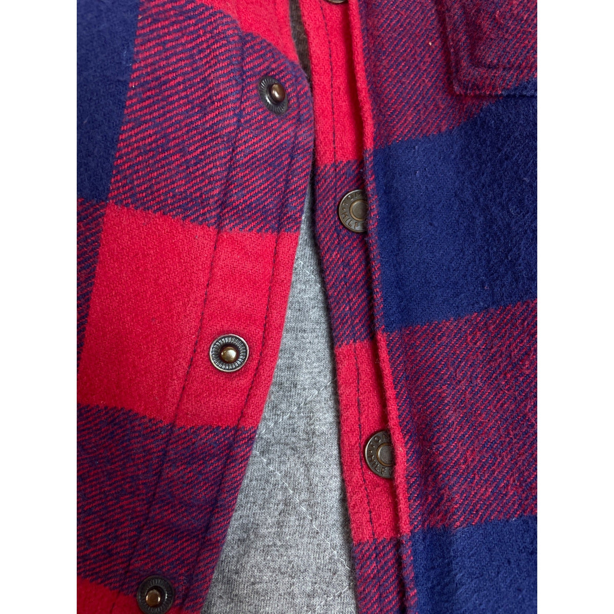 Tommy Hilfiger Kids Red & Navy Plaid Shirt Jacket With Snap Buttons Size 4
