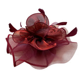 Vintage Women's Red Mesh Hair Clip Fascinator With Feather Accents Lightweight