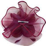 Vintage Women's Red Mesh Hair Clip Fascinator With Feather Accents Lightweight