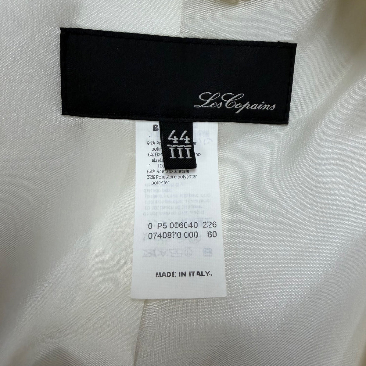 Les Goparins Women Cream Polyester/Acetate Blazer & Pants Suit Set Size 44